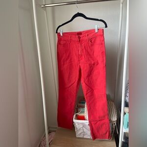 MOTHER Red Straight-Leg Jeans Size 30